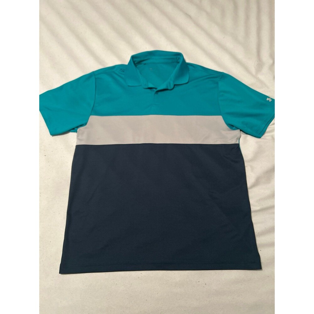 Under Armour Men’s XL Colorblock Performance Golf Polo – Teal, Grey, & Navy